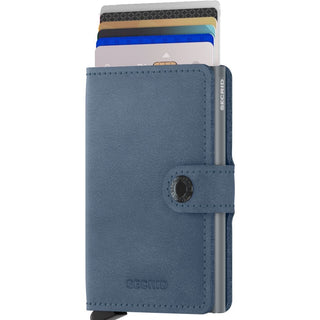 Secrid Miniwallet Original in blue leather with card slider and button closure visible
