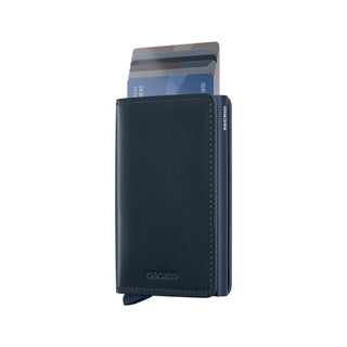 Secrid Slimwallet Original in black European cowhide leather with cards partially extended from the top