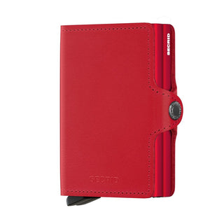 Secrid Twinwallet Original red European cowhide leather wallet with embossed logo and button closure