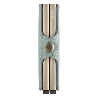 Secrid Twinwallet Pebble European cowhide wallet with metallic card protector shown from side angle