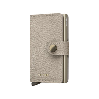 Secrid Miniwallet Pebble in beige European cowhide with textured leather and metal detail closure
