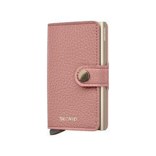 Secrid Miniwallet Pebble in pink European cowhide with textured finish and metal card protector