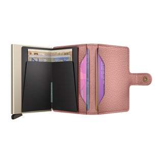 Secrid Miniwallet Pebble in soft pink European cowhide with open card slots and cash compartment