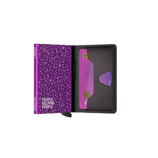 Secrid Bandwallet TPU (non-leather) Sheltersuit in purple with embossed white text and open cardholder design