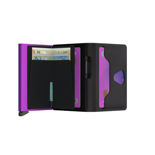 Secrid Bandwallet TPU (non-leather) Sheltersuit in black with purple card inserts and slim design