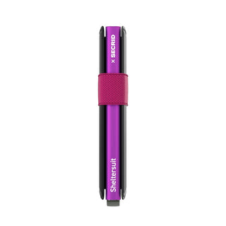Secrid Bandwallet TPU (non-leather) Sheltersuit with purple aluminum and textured pink elastic strap