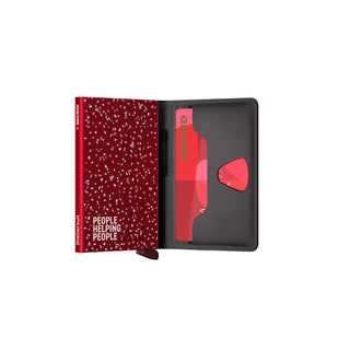 Secrid Bandwallet TPU Sheltersuit open showing red exterior and black textured interior card slots