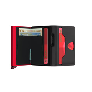 Secrid Bandwallet TPU (non-leather) Sheltersuit in black and red showcasing card and cash compartments