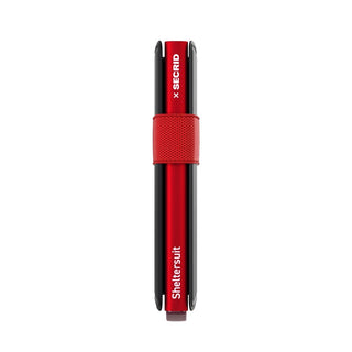 Secrid Bandwallet TPU Sheltersuit in red with black edges and textured elastic band, slim cardholder design