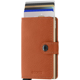 Secrid Miniwallet Veg in brown European cowhide with card lever and snap closure visible