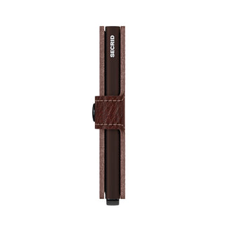 Secrid Miniwallet Veg in brown European cowhide leather with sleek compact profile closed side view