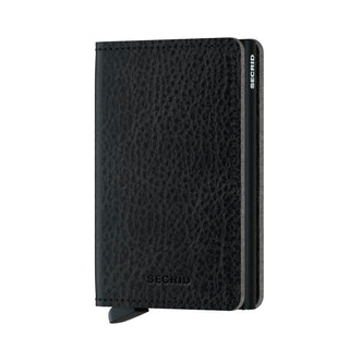 Secrid Slimwallet Veg black European cowhide with textured leather and SECRID logo embossed