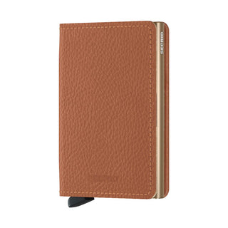 Secrid Slimwallet Veg in tan European cowhide with textured leather and metal card protector edge