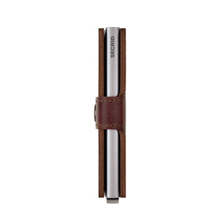 Secrid Miniwallet Vintage with brown European cowhide leather and slim metal card protector side view