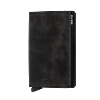 Secrid Slimwallet Vintage in black European cowhide leather with embossed SECRID logo and sleek design