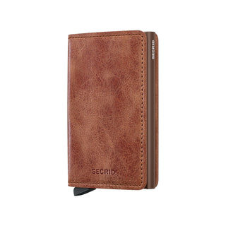 Secrid Slimwallet Vintage brown European cowhide leather wallet with sleek embossed texture and compact design