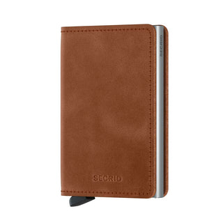 Secrid Slimwallet Vintage with smooth brown European cowhide leather and compact metal cardholder design