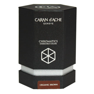 Caran d'Ache Fountain Pen Ink Bottle 50 ml in organic brown with hexagonal black packaging box