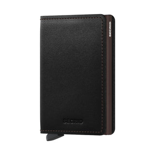 Secrid Slimwallet Original in black European cowhide leather with compact slim design and embossed logo
