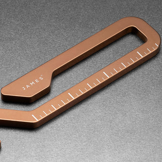 James The Rowan Multitool in copper with integrated ruler and sleek minimalist design by The James Brand