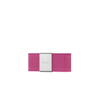 Secrid Moneyband with pink elastic strap and stainless steel clasp showing SECRID engraving
