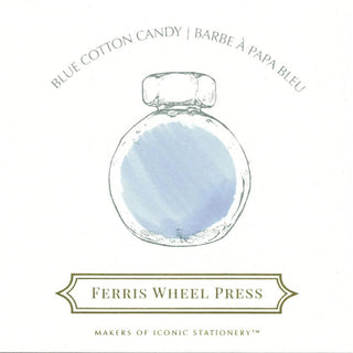 Blue Cotton Candy | 38ml Ink | Ferris Wheel Press featuring soft blue ink in round glass bottle illustration