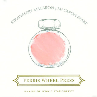 Strawberry Macaron | 38ml Ink | Ferris Wheel Press ink bottle illustration with soft pink color fill