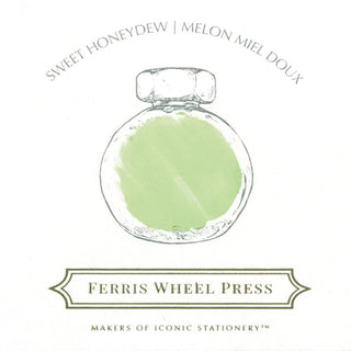 Sweet Honeydew | 38ml Ink | Ferris Wheel Press with pale green ink in a round bottle illustration