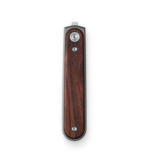 James The Duval Knife closed showing smooth rosewood handle and silver hardware by The James Brand