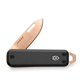 James The Elko Knife with copper blade and black G10 handle by The James Brand