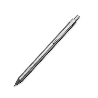 James The Burwell Ballpoint Pen in titanium finish, angled on white