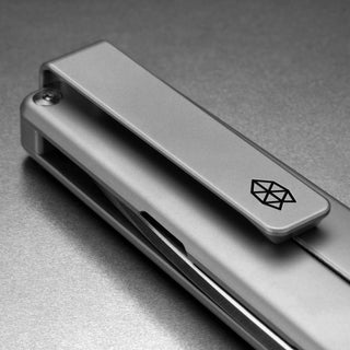 James The Chapter 2 Knife by The James Brand showing titanium clip and closed frame lock design
