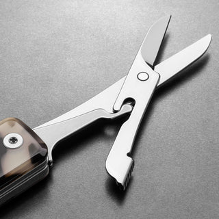 James The Ellis Scissors Knife showcasing polished steel blades and eco-acetate handle detail from The James Brand