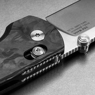 James The Kline Knife close-up showing textured Micarta handle and CPM Magnacut steel blade details