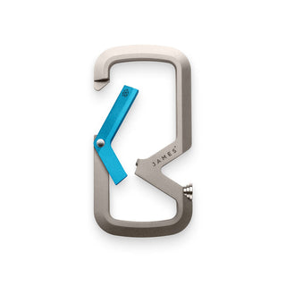 James The Mehlville Carabiner in anodized aluminum with blue stainless steel bottle opener latch by The James Brand