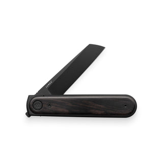 James The Duval Knife with sleek black blade and dark rosewood handle by The James Brand