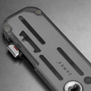 James The Palmer Recycled PC Knife with translucent recycled PCTG handle and visible inner components
