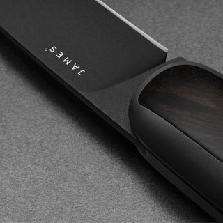 James The Pike Knife showing ebony handle detail and sleek black blade from The James Brand