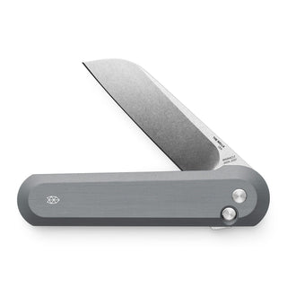 James The Wells Knife with heat-treated aluminum handle partially opened showing CPM Magnacut blade