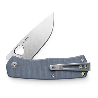 James The Folsom Knife with gray G10 handle and VG-10 steel blade by The James Brand