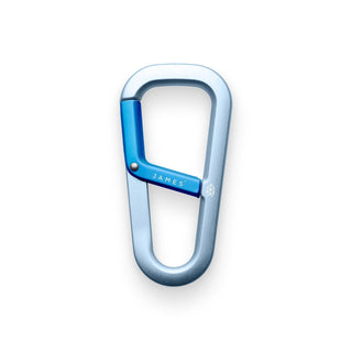James The Hardin Carabiner with anodized blue latch and sturdy silver aluminum frame by The James Brand