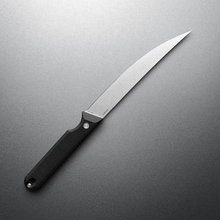 James The Humboldt Knife with curved stainless steel blade and textured black G10 handle by The James Brand