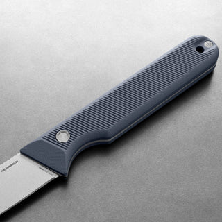 James The Humboldt Knife with textured navy G10 handle showing blade detail from The James Brand