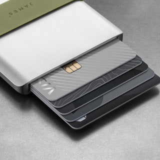 James The Lowe Wallet by The James Brand in silver aluminum holding multiple cards neatly