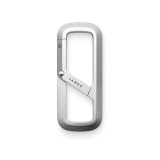 James The Madison Carabiner in silver 6063-T5 aluminum with sleek angular design by The James Brand