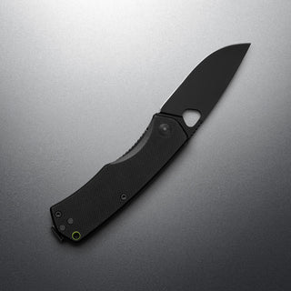 James The Folsom Knife with black textured G10 handle and matte black VG-10 blade by The James Brand