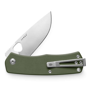 James The Folsom Knife with textured green G10 handle and VG-10 stainless steel blade by The James Brand