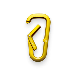 James The Hardin Carabiner in yellow anodized aluminum with spring-loaded dual compartment latch