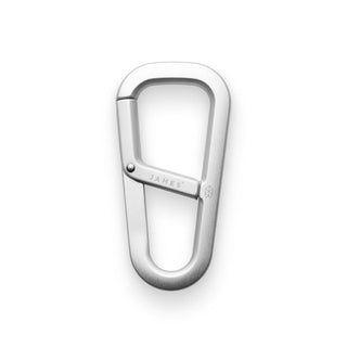 James The Hardin Carabiner in sleek anodized aluminum with spring-loaded dual compartment latch