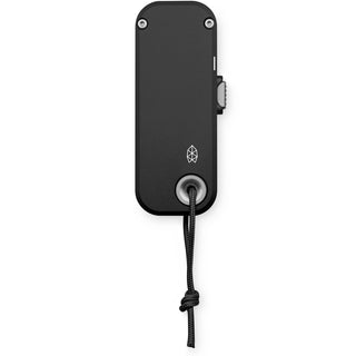 James The Palmer Knife by The James Brand showing matte black anodized aluminum handle with lanyard loop